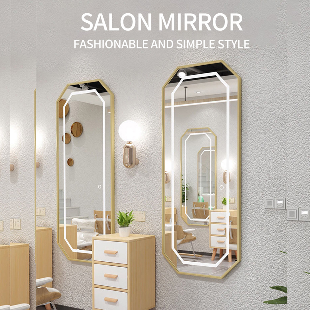 Thiết bị và nội thất Salon hình lục giác Tủ trang điểm Kiểu tóc Salon Gương có ánh sáng