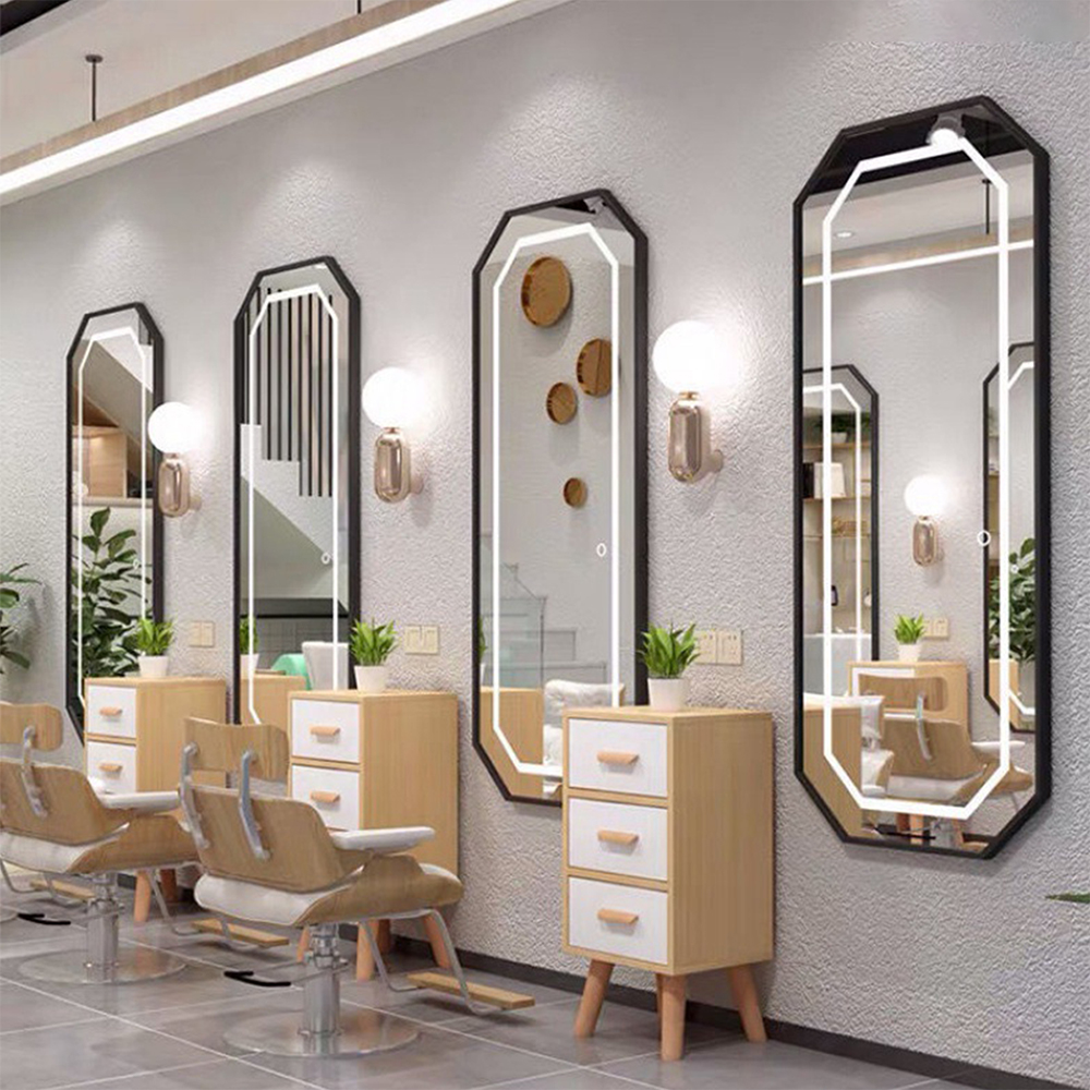 Màu đen hiện đại khung hình bát giác màu vàng Vanity Mirror Dresser Floor Mirror