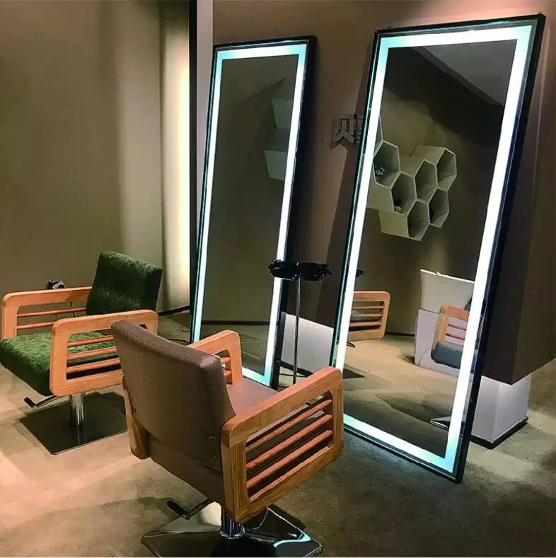 Gương chiếu sáng màn hình cảm ứng răng xanh nóng cho nội thất salon Gương salon tóc
