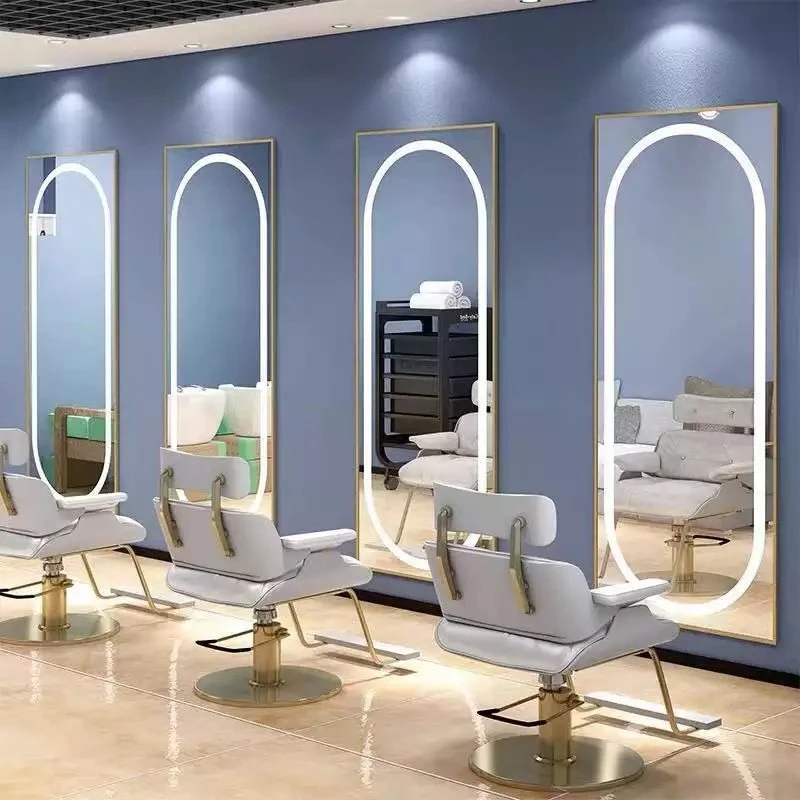 Làm Đẹp Đồ Nội Thất Salon Tóc Gương Cắt Tóc LED Gương Salon Có Đèn Trạm Làm Tóc Trạm Tạo Kiểu Gương Trang Điểm