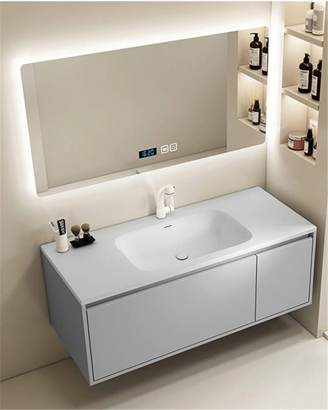 2023 Tủ Phòng Tắm Thiết Kế Mới Gương Phòng Tắm Vanity Gỗ Mỹ Bộ Tủ Phòng Tắm Cao Cấp