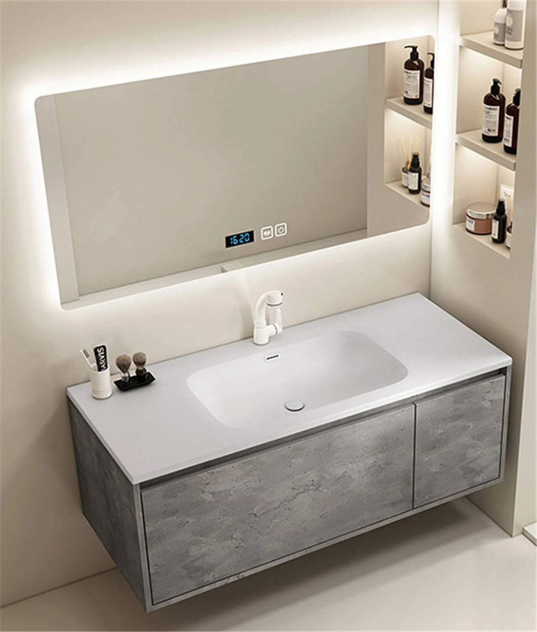 2023 Tủ Phòng Tắm Thiết Kế Mới Gương Phòng Tắm Vanity Gỗ Mỹ Bộ Tủ Phòng Tắm Cao Cấp