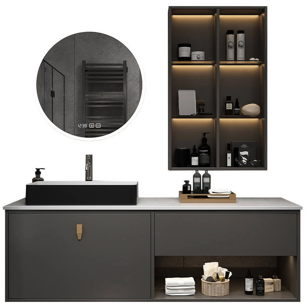 Nhà máy Hot Seller Mặt bàn bằng đá cẩm thạch Tủ phòng tắm Tủ quần áo Tủ lưu vực treo tường đôi màu trắng hiện đại