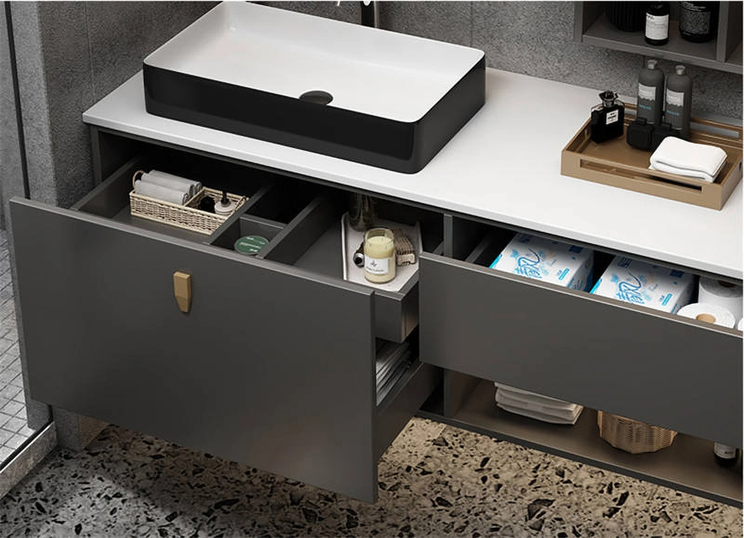 Nhà máy Hot Seller Mặt bàn bằng đá cẩm thạch Tủ phòng tắm Tủ quần áo Tủ lưu vực treo tường đôi màu trắng hiện đại