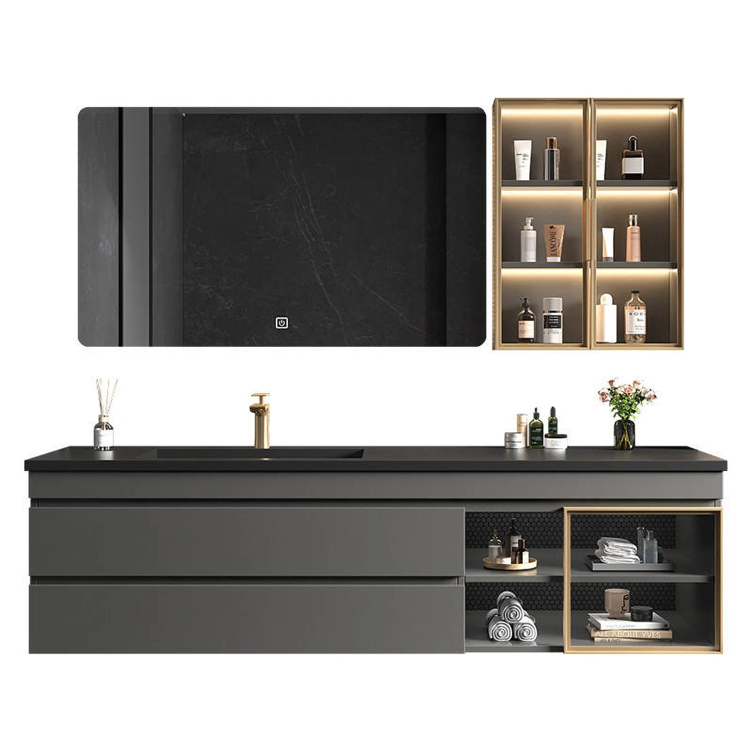 Nhà máy bán tủ phòng tắm treo Vanity phòng tắm Bộ tủ phòng tắm bằng gỗ nổi Vanity không thấm nước