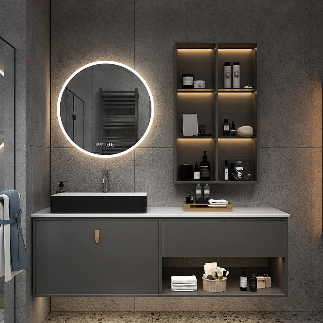 Nhà máy Hot Seller Mặt bàn bằng đá cẩm thạch Tủ phòng tắm Tủ quần áo Tủ lưu vực treo tường đôi màu trắng hiện đại