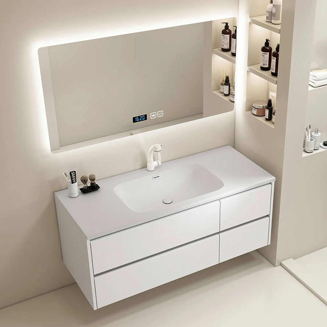 Tủ gương trang điểm phòng tắm đã qua sử dụng giá rẻ của khách sạn Bộ tủ phòng tắm bằng đá cẩm thạch đôi hiện đại có bồn rửa