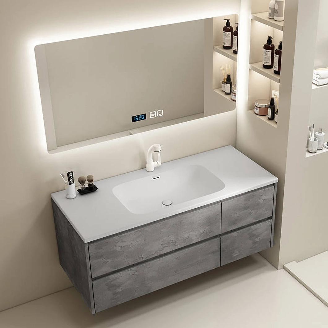 Tủ gương trang điểm phòng tắm đã qua sử dụng giá rẻ của khách sạn Bộ tủ phòng tắm bằng đá cẩm thạch đôi hiện đại có bồn rửa