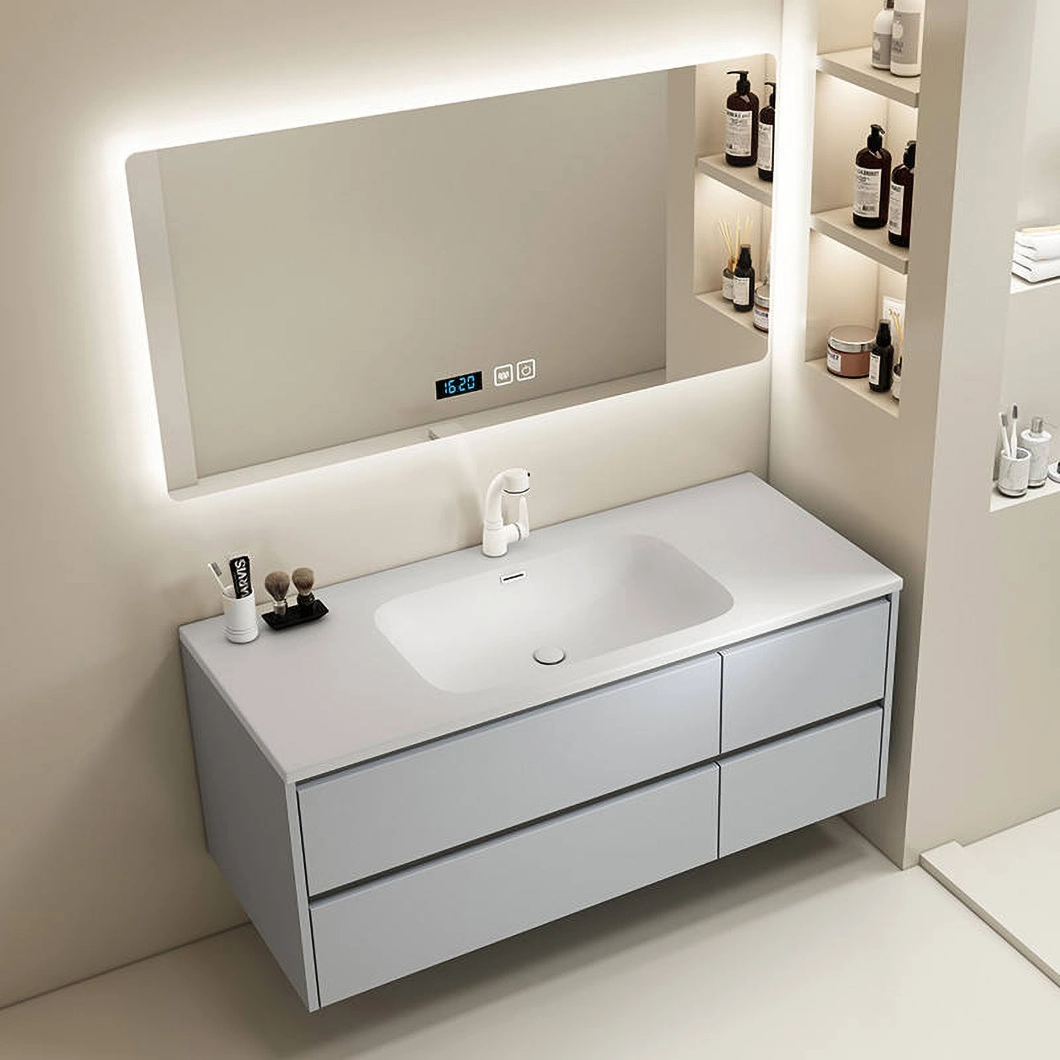 Tủ gương trang điểm phòng tắm đã qua sử dụng giá rẻ của khách sạn Bộ tủ phòng tắm bằng đá cẩm thạch đôi hiện đại có bồn rửa