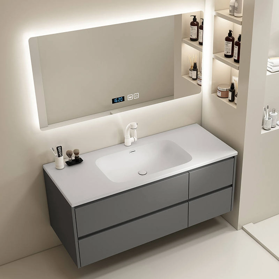 Tủ gương trang điểm phòng tắm đã qua sử dụng giá rẻ của khách sạn Bộ tủ phòng tắm bằng đá cẩm thạch đôi hiện đại có bồn rửa