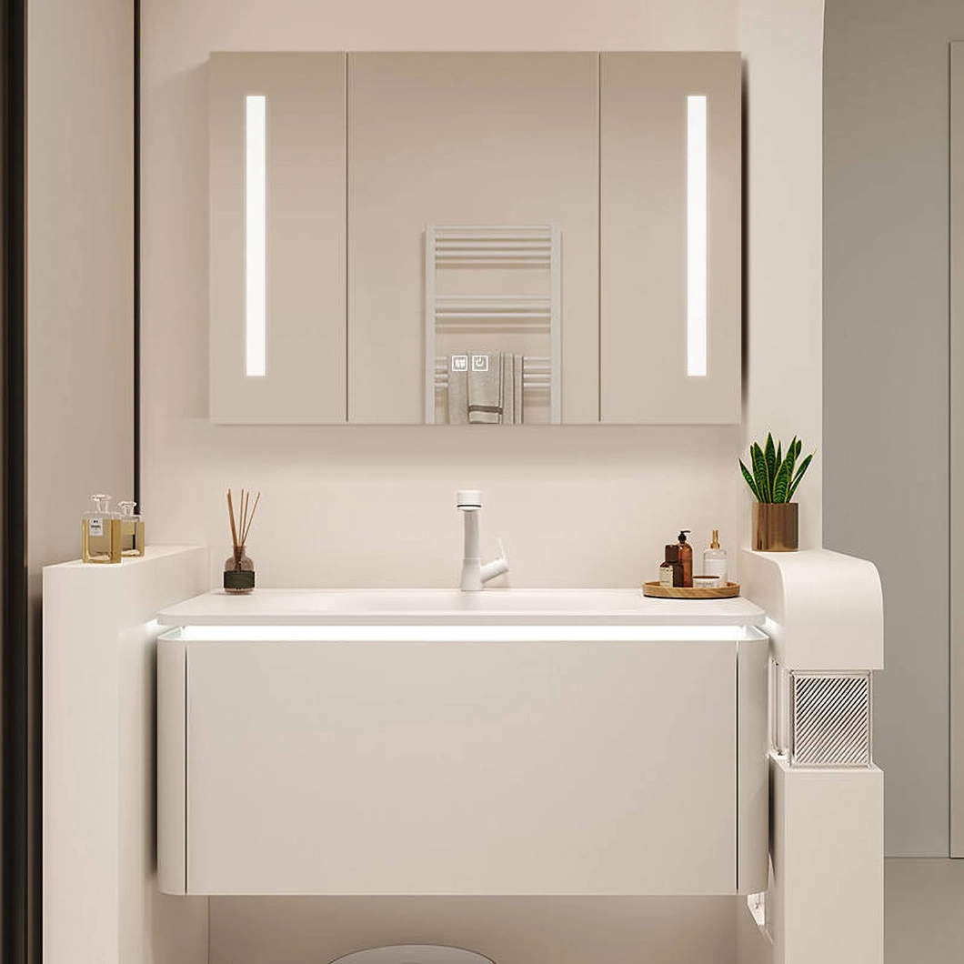 Tủ nổi treo tường sang trọng Phòng tắm Vanity Khách sạn hiện đại Tủ phòng tắm bồn rửa đơn bằng đá cẩm thạch