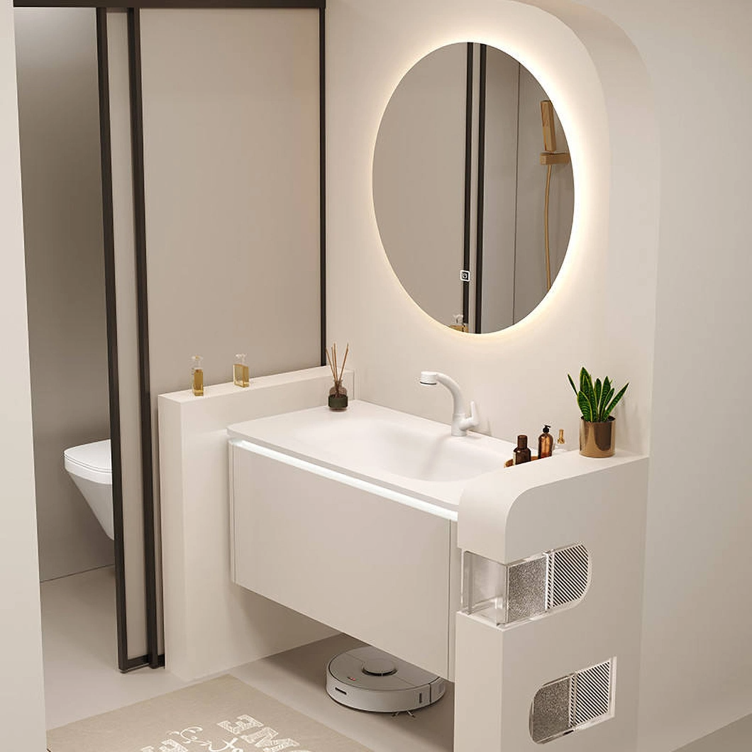 Tủ nổi treo tường sang trọng Phòng tắm Vanity Khách sạn hiện đại Tủ phòng tắm bồn rửa đơn bằng đá cẩm thạch