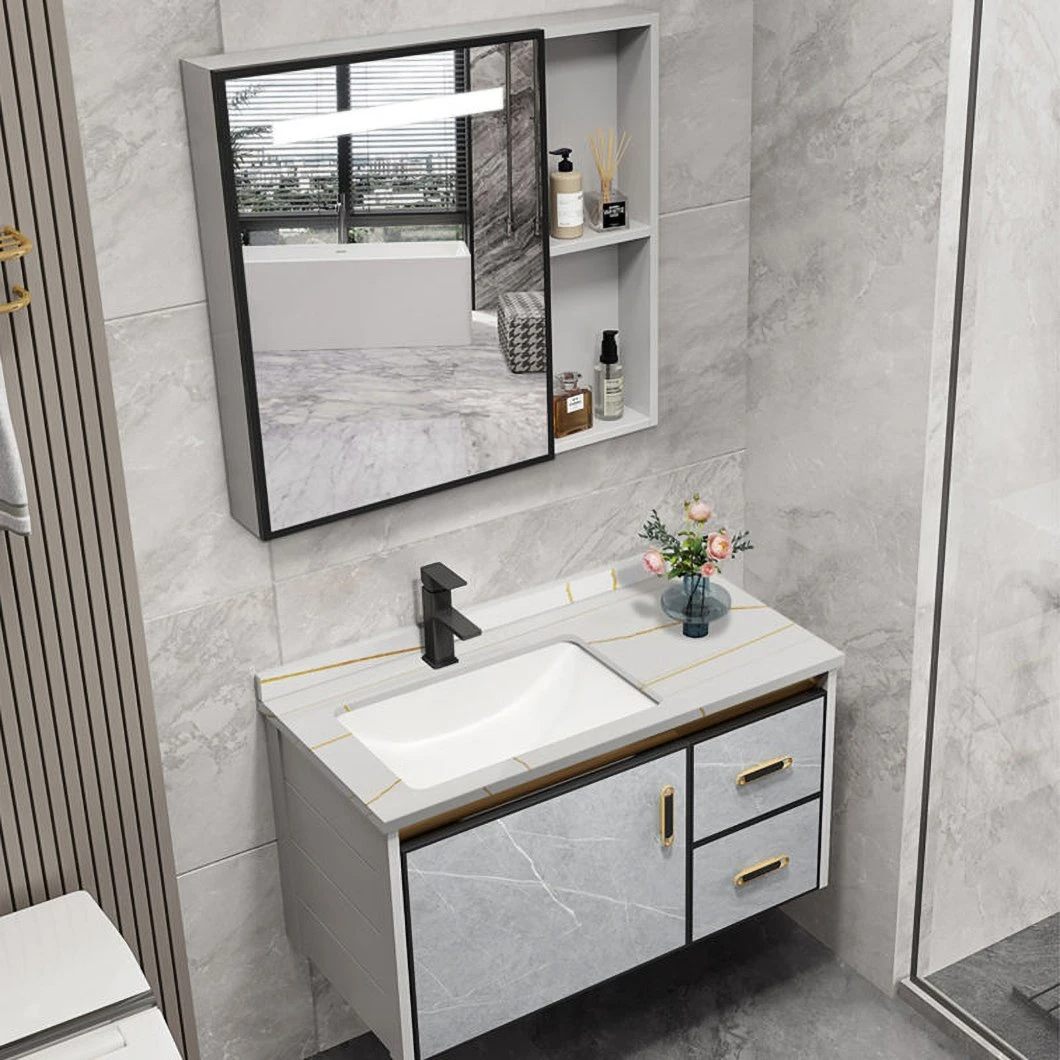 Góc hiện đại Tủ lưu trữ không thấm nước Gỗ rắn Vanity Phòng tắm Tủ phòng tắm nhỏ nhỏ