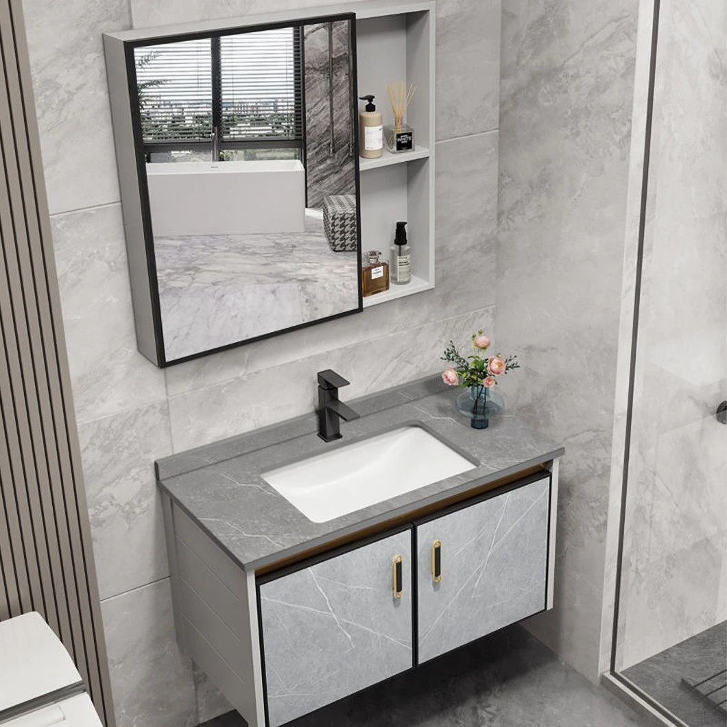 Góc hiện đại Tủ lưu trữ không thấm nước Gỗ rắn Vanity Phòng tắm Tủ phòng tắm nhỏ nhỏ