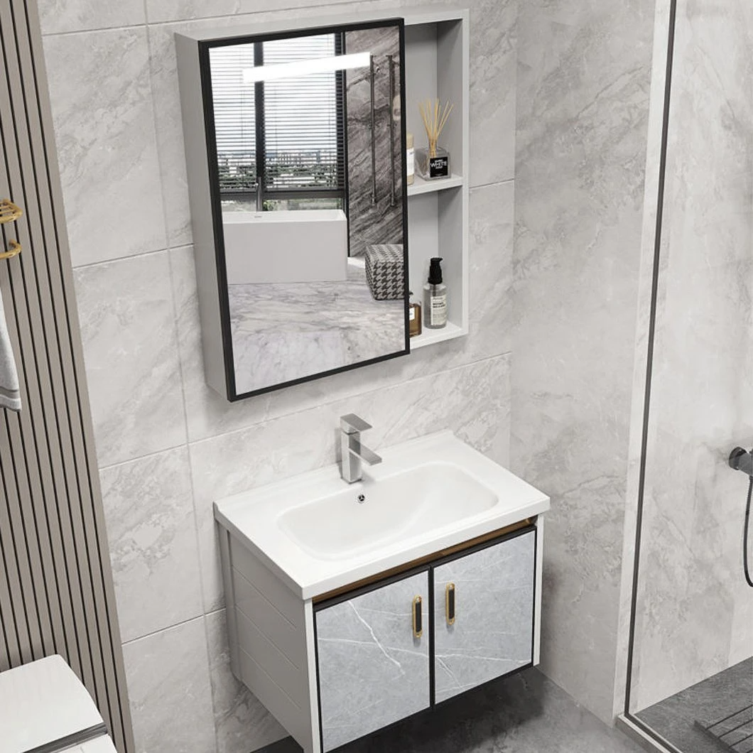 Góc hiện đại Tủ lưu trữ không thấm nước Gỗ rắn Vanity Phòng tắm Tủ phòng tắm nhỏ nhỏ