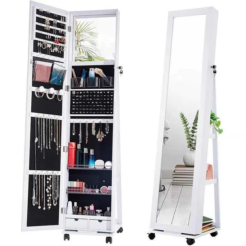 Tùy chỉnh nội thất Gỗ xoay toàn bộ chiều dài Tủ gương trang sức đứng