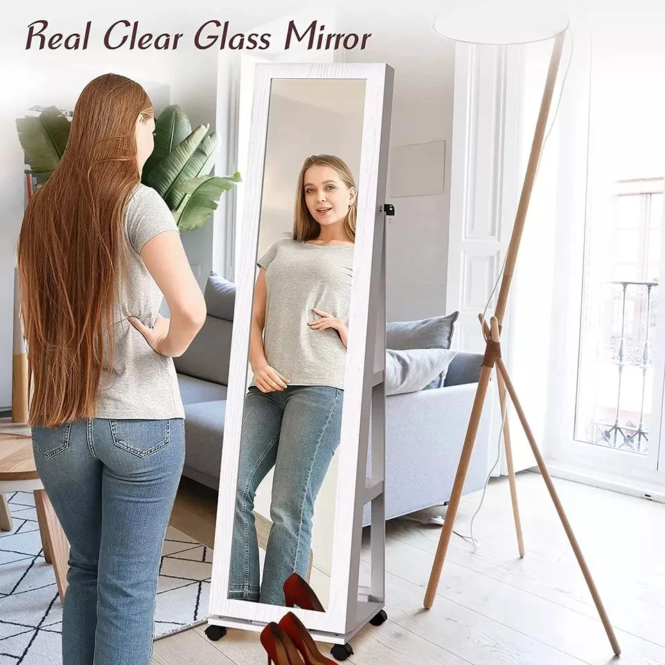 Tùy chỉnh nội thất Gỗ xoay toàn bộ chiều dài Tủ gương trang sức đứng