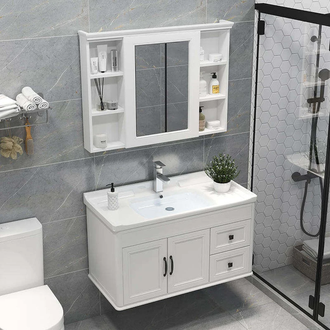 2021 Hot Chống Nước Trung Quốc Vanity Tủ Lavabo Gỗ Thiết Kế Góc Gương Treo Tường Chậu Rửa Tủ Nhà Tắm Vanity Home Center