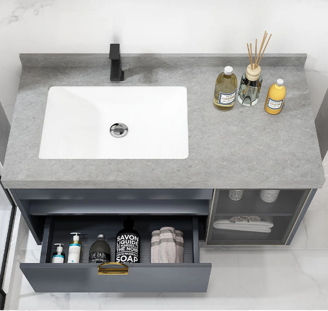 Bán buôn tùy chỉnh Phong cách châu Âu Hiện đại nổi Top Bồn rửa đôi chống nước Phòng tắm Vanity Bộ tủ có bồn rửa