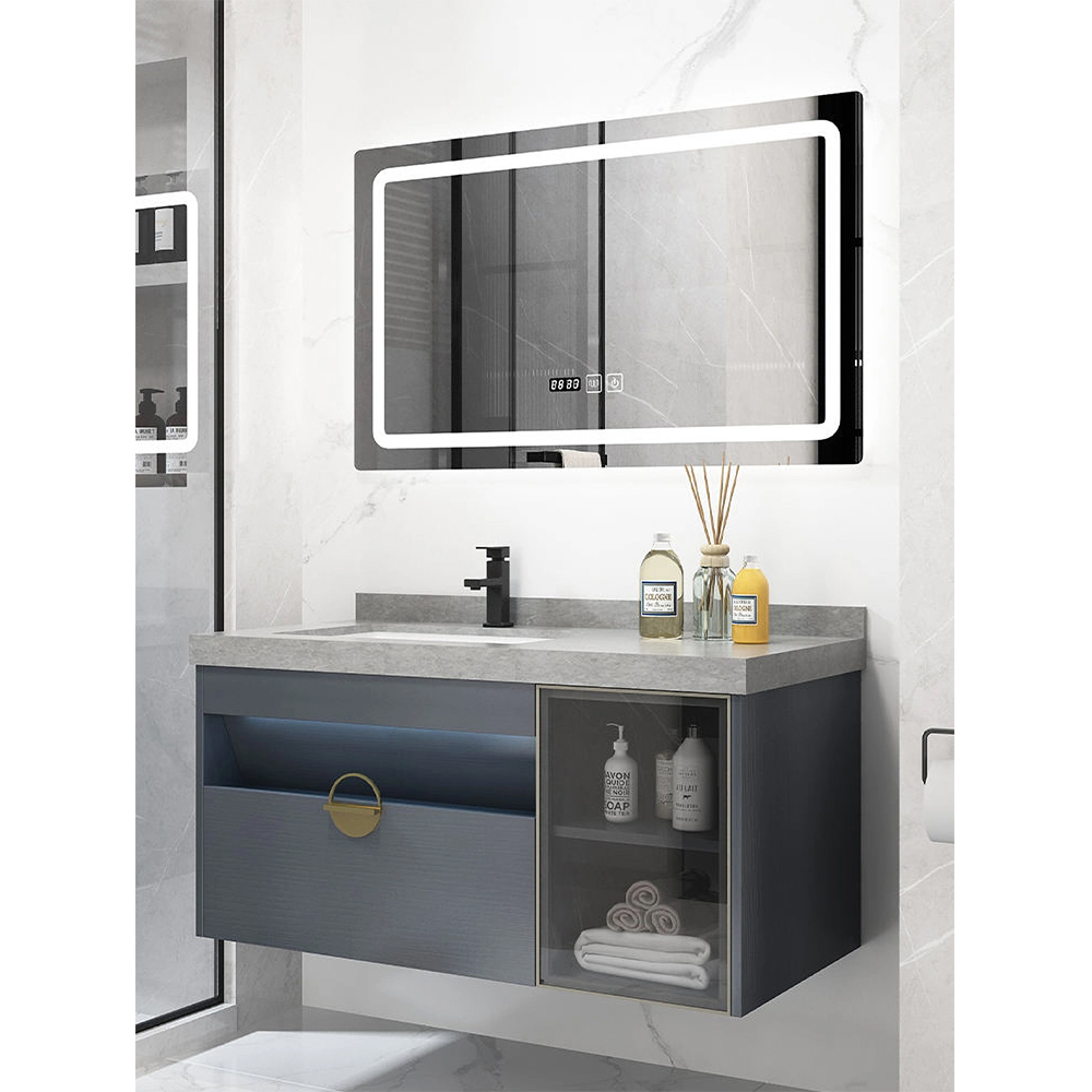 Bán buôn tùy chỉnh Phong cách châu Âu Hiện đại nổi Top Bồn rửa đôi chống nước Phòng tắm Vanity Bộ tủ có bồn rửa