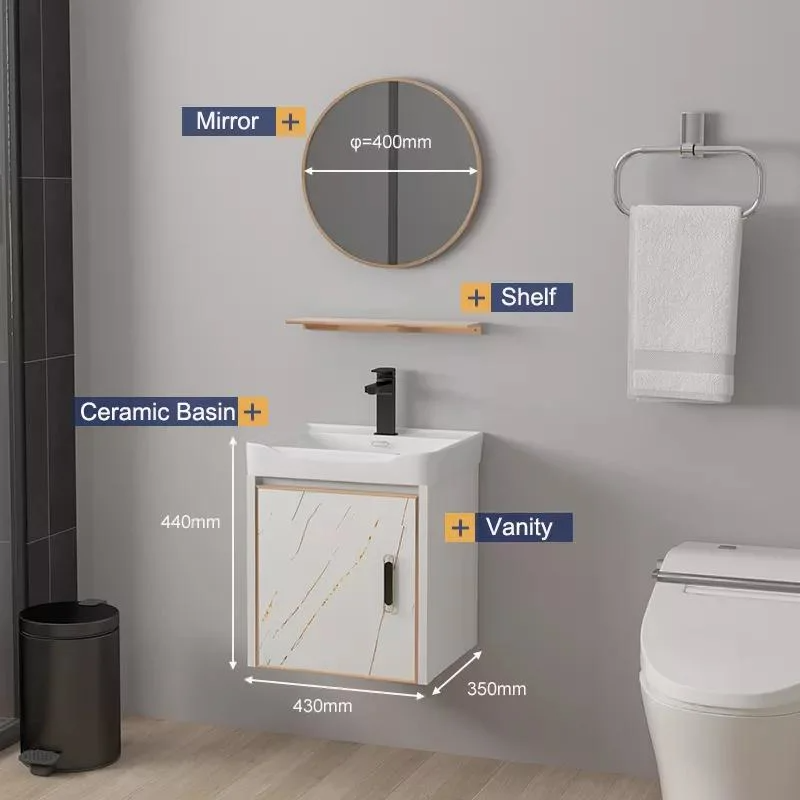 Gương treo tường hiện đại không thấm nước Tủ nhôm treo tường Bộ trang điểm nhỏ Bàn trang điểm phòng tắm có bồn rửa