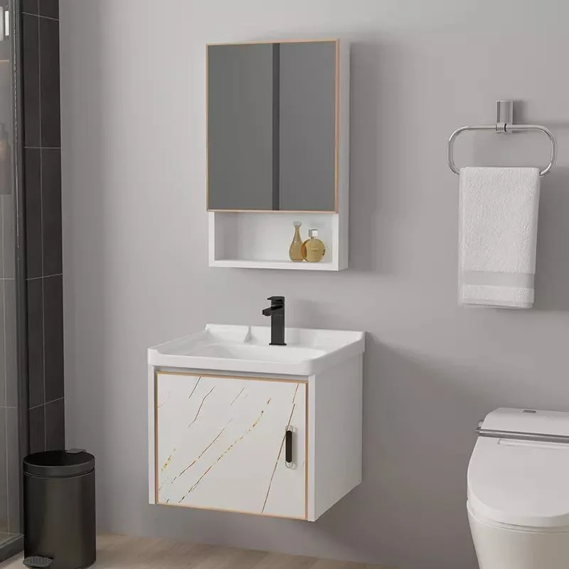 Gương treo tường hiện đại không thấm nước Tủ nhôm treo tường Bộ trang điểm nhỏ Bàn trang điểm phòng tắm có bồn rửa