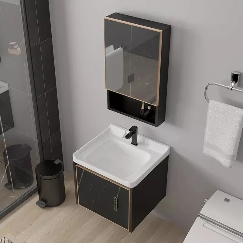 Gương treo tường hiện đại không thấm nước Tủ nhôm treo tường Bộ trang điểm nhỏ Bàn trang điểm phòng tắm có bồn rửa