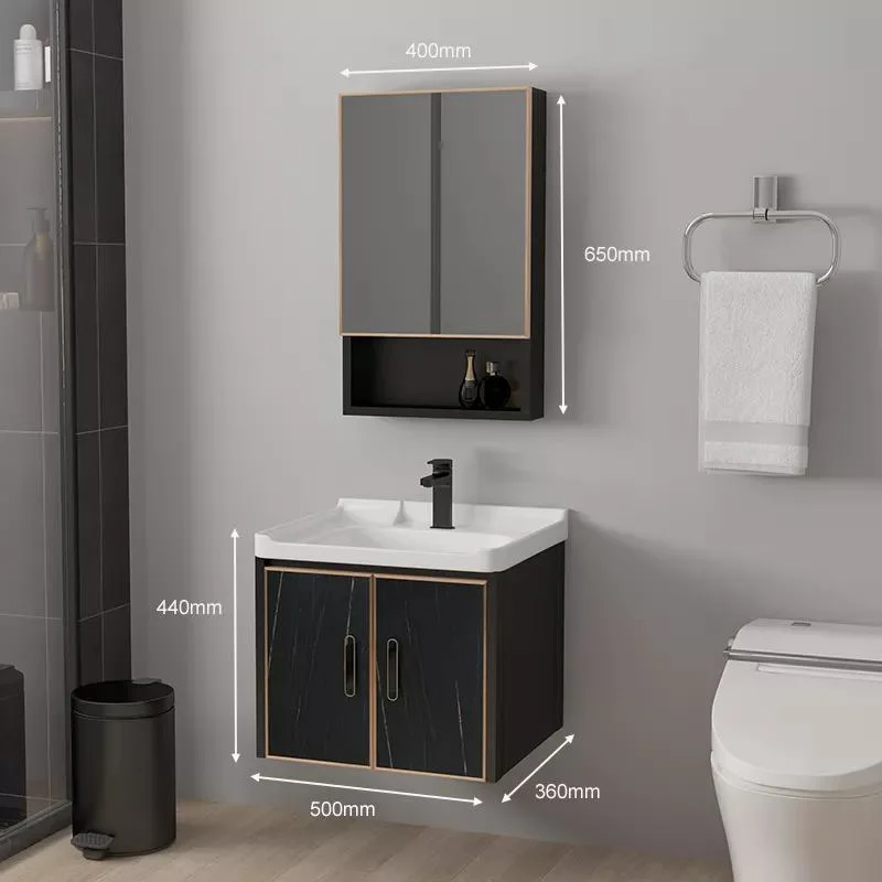 Gương treo tường hiện đại không thấm nước Tủ nhôm treo tường Bộ trang điểm nhỏ Bàn trang điểm phòng tắm có bồn rửa