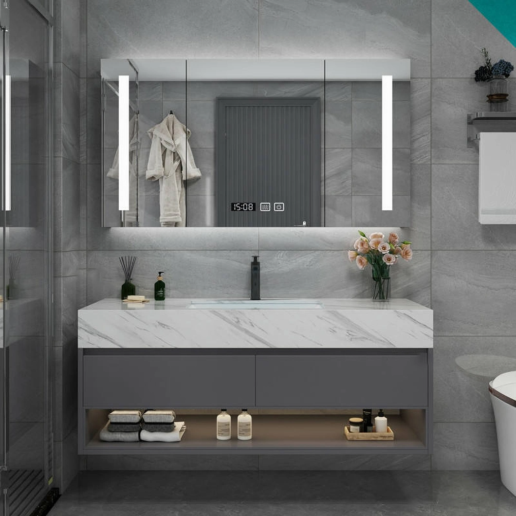 Bán buôn Nhà bếp thông minh màu trắng Kính LED Phòng tắm được chiếu sáng Đèn nền Vanity Tủ gương màn hình cảm ứng chống cháy nổ