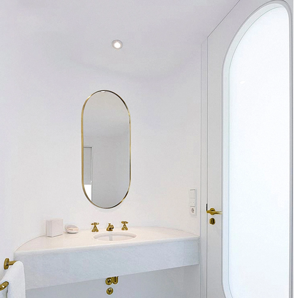 Kim loại tùy chỉnh Trang điểm một mặt Kính phòng tắm hình bầu dục Treo tường Vanity Mirror