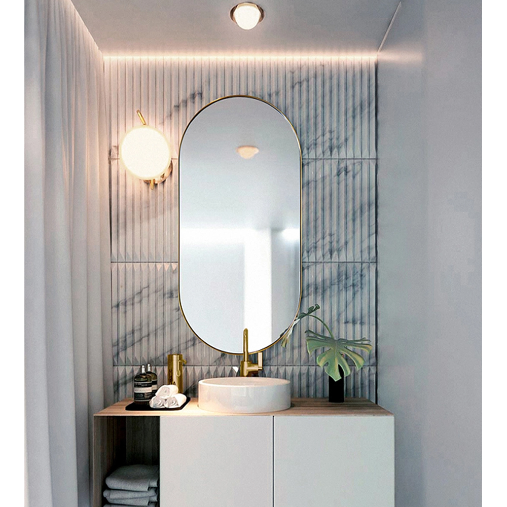 Thời trang treo tường bằng kim loại Trang điểm Gương phòng tắm lạ mắt Gương có chiều dài đầy đủ Gương kính