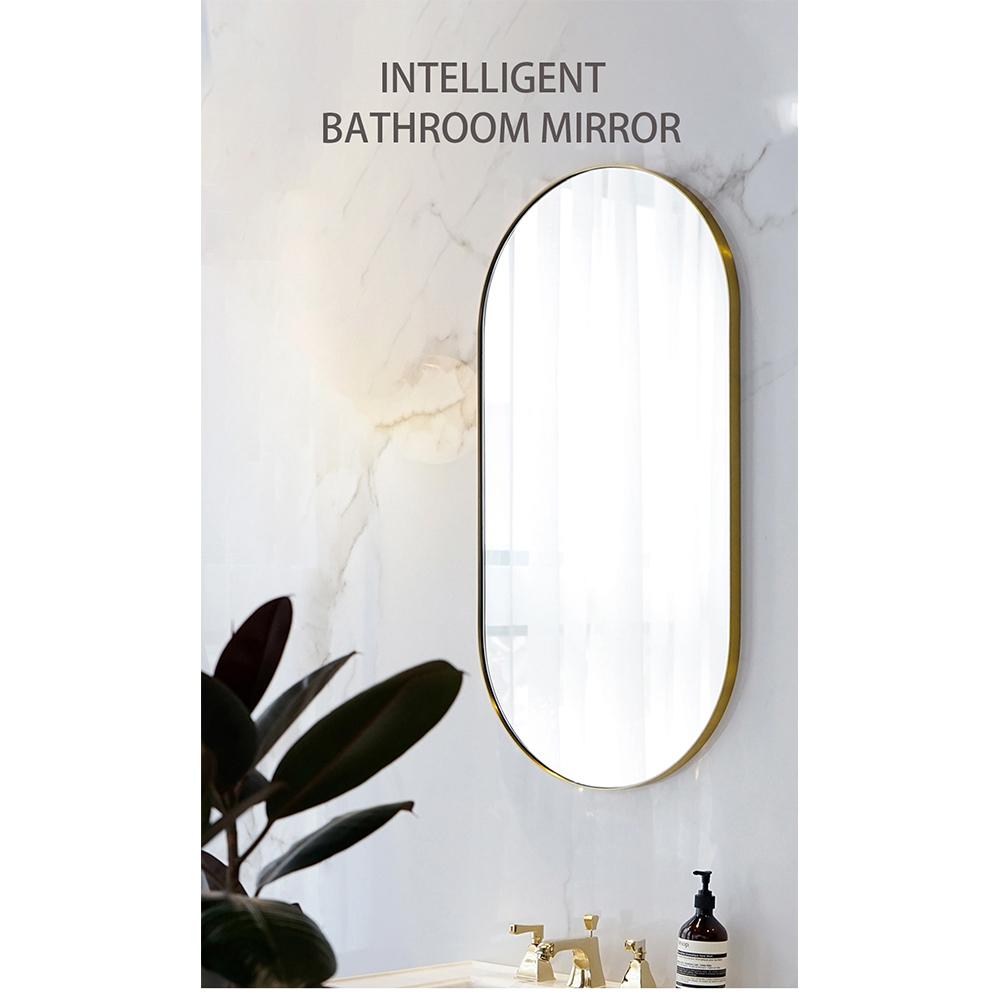 Gương kính phòng tắm toàn tường hình bầu dục lớn màu bạc hiện đại chất lượng cao