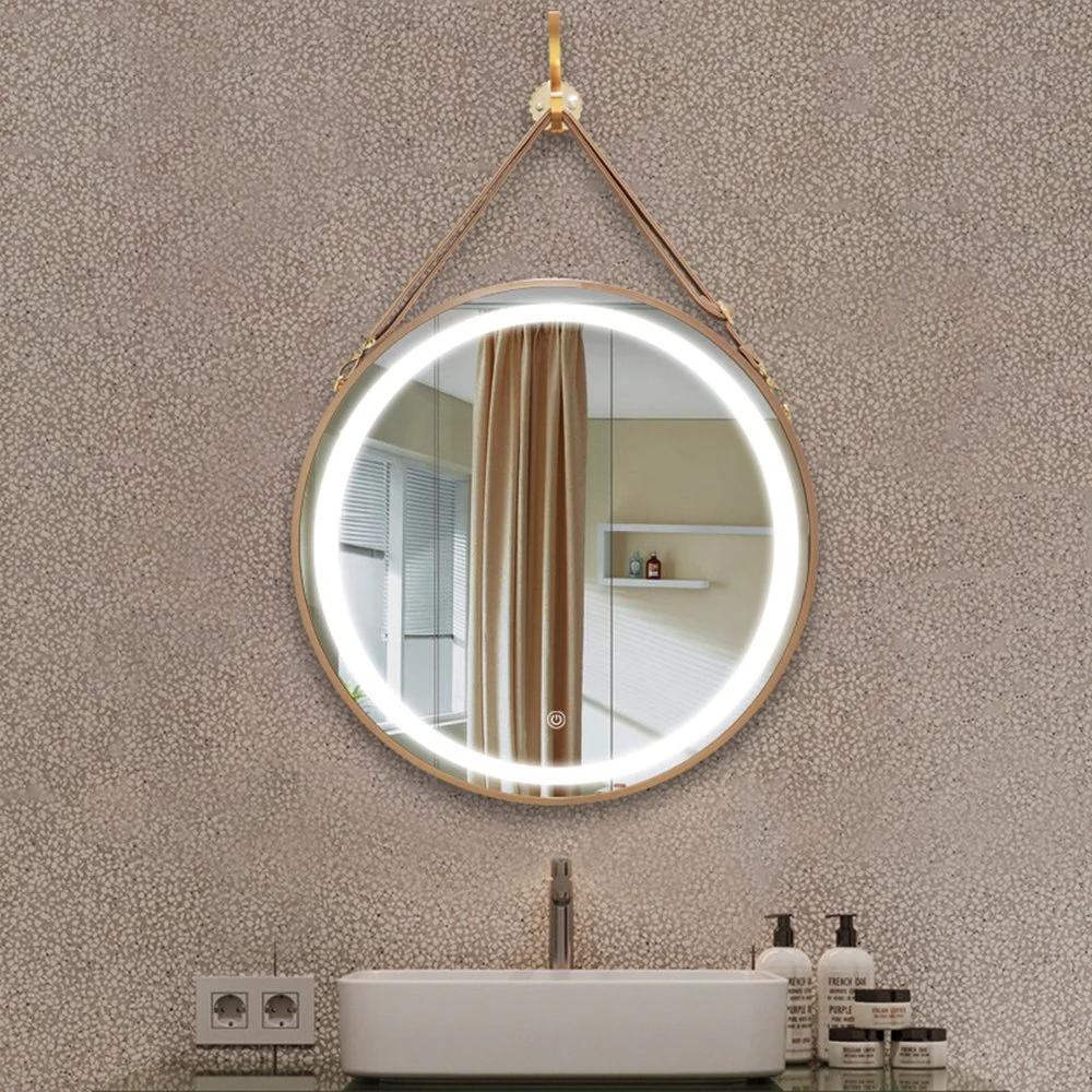 Vanity Vòng LED Dây Da Gương Treo Đèn LED Thông Minh Gương Treo Tường Gương Trang Trí Nhà Cửa Bluetooth Gương Trang Điểm Phụ Kiện Phòng Tắm Nội Thất Salon