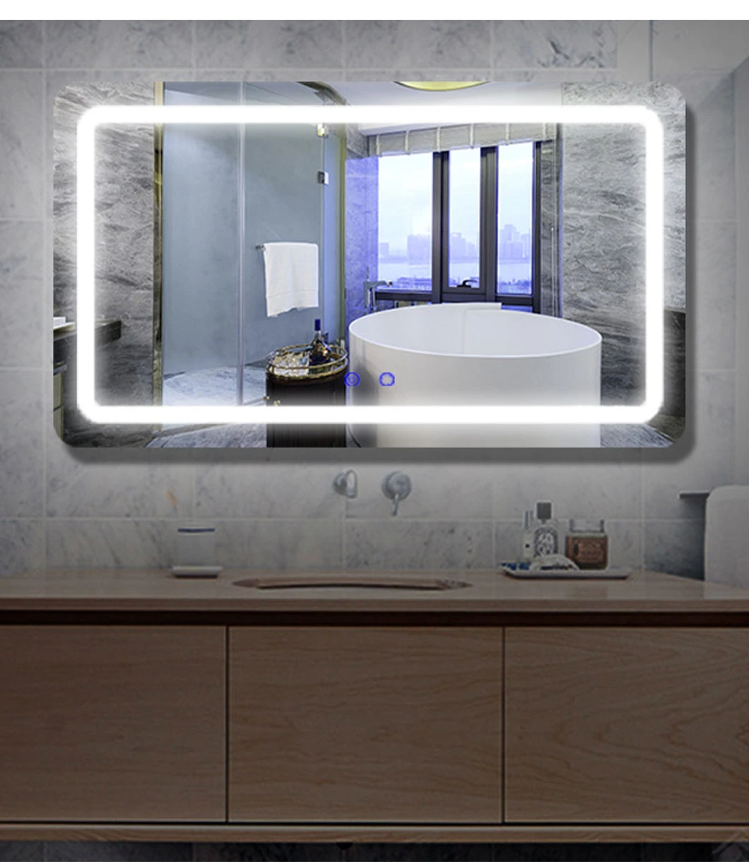 Gương tắm Đèn LED chống sương mù Gương phòng tắm