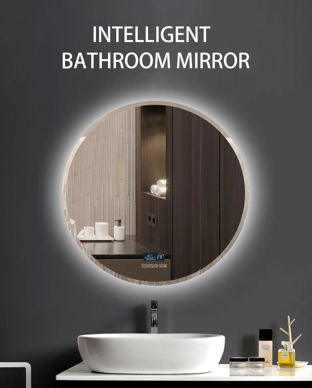 Gương tạo điểm nhấn khung gỗ tròn Hutton/Đường kính 30