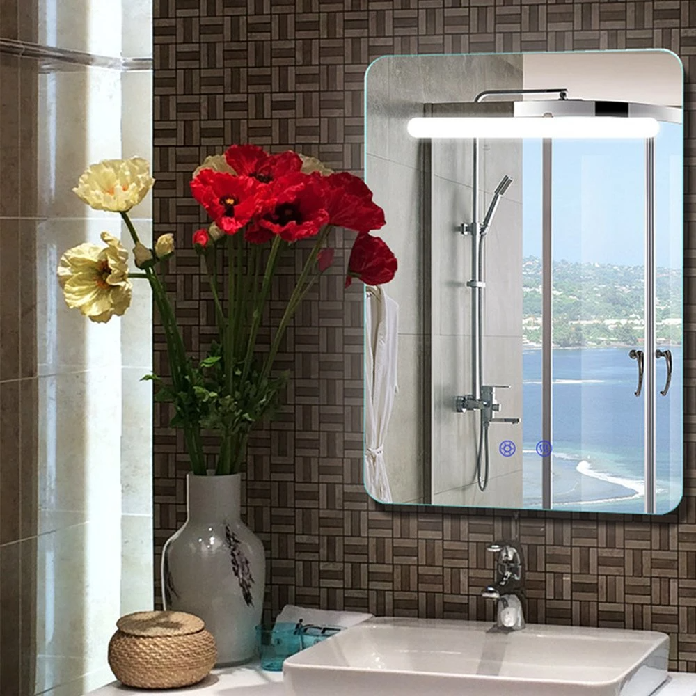 Gương thông minh phòng tắm LED chống sương mù với màn hình hiển thị nhiệt độ thời gian loa Bluetooth