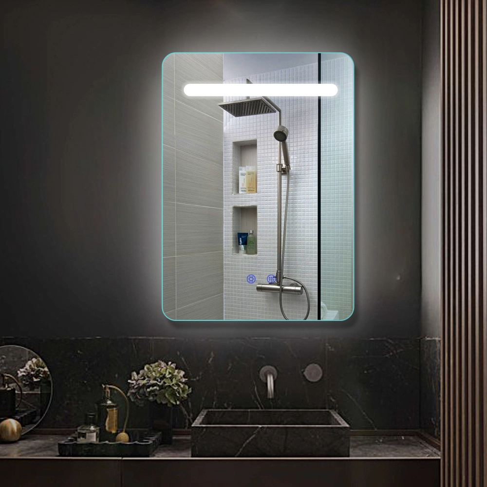 Gương thông minh phòng tắm LED chống sương mù với màn hình hiển thị nhiệt độ thời gian loa Bluetooth