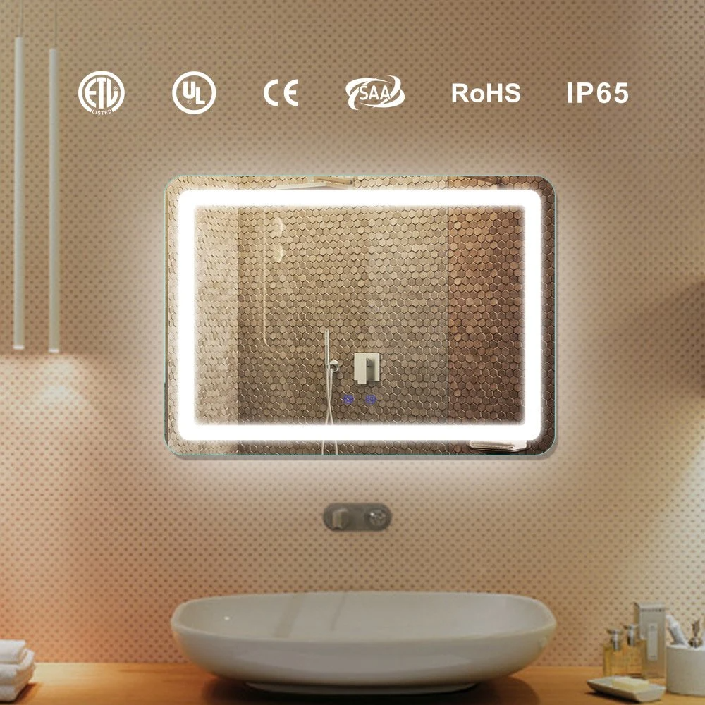 LED Defogger Gương phòng tắm Bluetooth thông minh có đèn với Đồng hồ kỹ thuật số