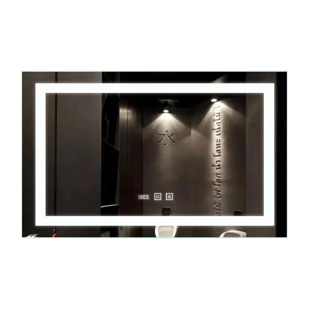 Thiết kế mới Gương trang trí nhà khách sạn treo tường 5 mm có đèn LED Gương phòng tắm 3000K-5000K có đèn LED với bộ khử sương mù có cảm biến cảm ứng
