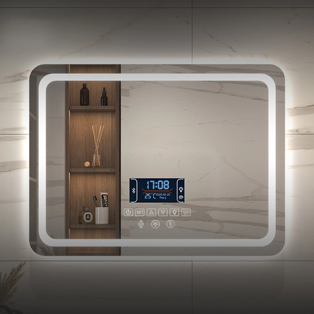 Tường nhà máy Trang trí nội thất Trang trí nội thất Salon Trang điểm Mỹ phẩm Gương phòng tắm LED có đèn chiếu sáng thông minh có đèn nền Vanity có đèn Defogger