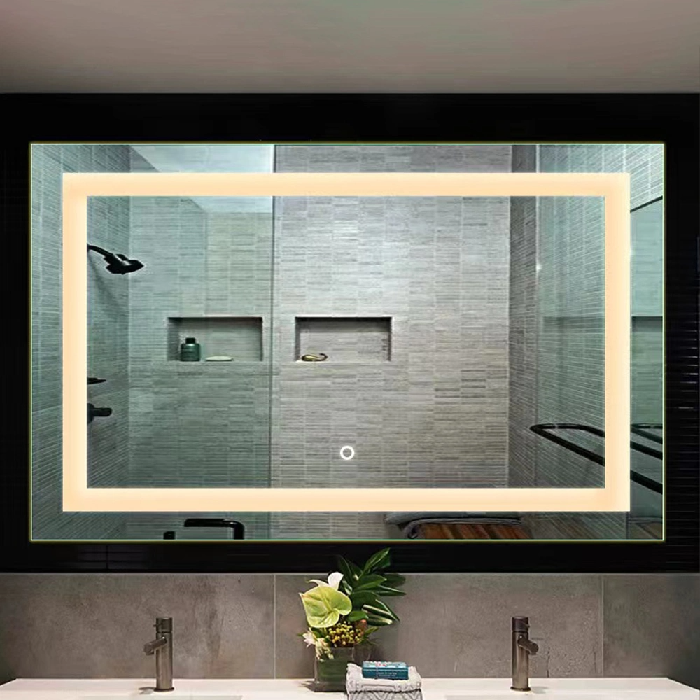 Tường nhà máy Trang trí nội thất Trang trí nội thất Salon Trang điểm Mỹ phẩm Gương phòng tắm LED có đèn chiếu sáng thông minh có đèn nền Vanity có đèn Defogger