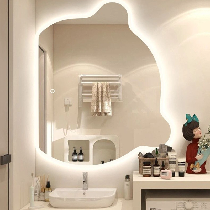 Gấu Màn hình cảm ứng Gương sóng Nhà vệ sinh Phòng ngủ Sáng tạo Trang điểm dị hình không thường xuyên Gương trang điểm