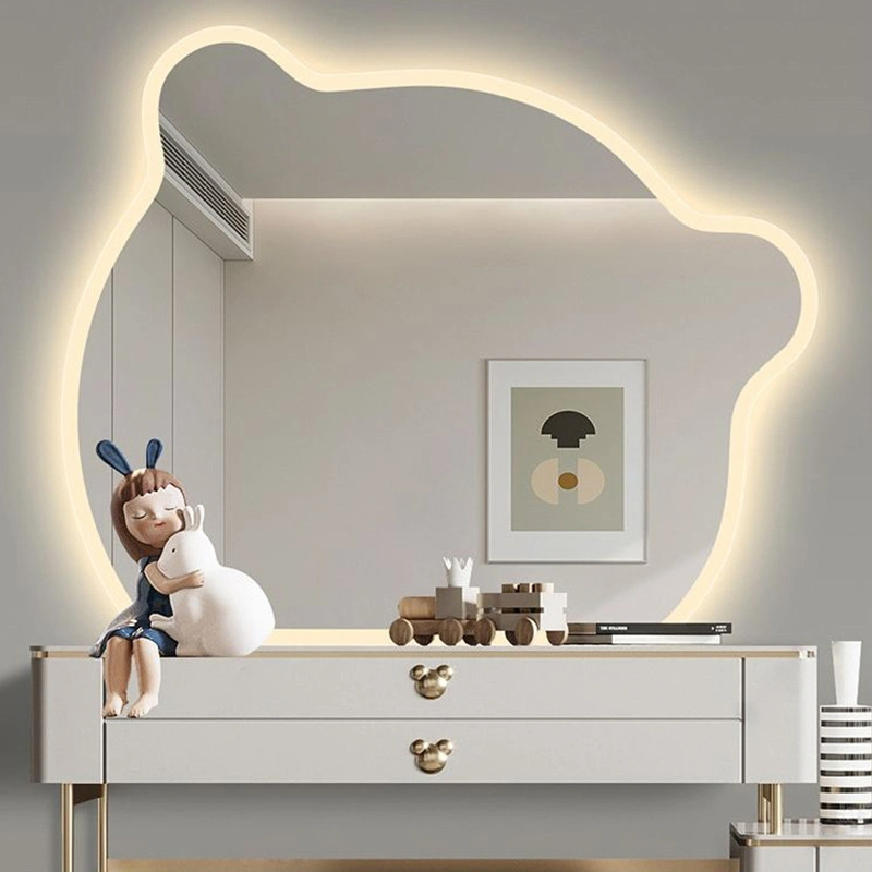 Gấu Màn hình cảm ứng Gương sóng Nhà vệ sinh Phòng ngủ Sáng tạo Trang điểm dị hình không thường xuyên Gương trang điểm