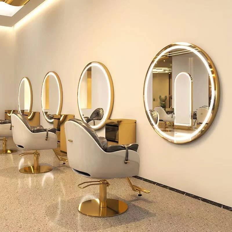 Gương Làm Tóc Salon Tròn Tiệm Hớt Tóc Bàn Gương Salon Tóc Châu Âu Đặc Biệt Kính Nội Thất Salon