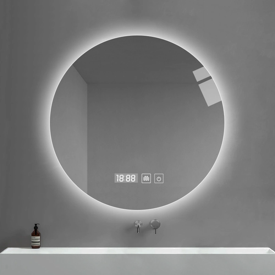 Ngôi nhà hiện đại Gương tròn không khung có đèn nền LED Gương phòng tắm trang trí Gương treo tường phòng tắm