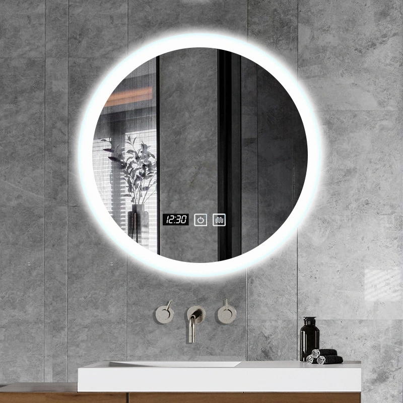 Ngôi nhà hiện đại Gương tròn không khung có đèn nền LED Gương phòng tắm trang trí Gương treo tường phòng tắm