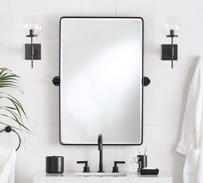 Gương phòng tắm có đèn OEM / ODM Gương phòng tắm hình chữ nhật treo tường nhà vệ sinh