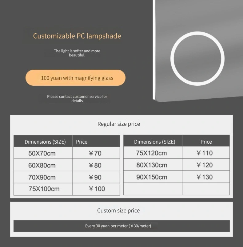 Gương thông minh trong phòng tắm Gương phòng tắm chất lượng tốt với công tắc cảm ứng Gương thông minh tự động