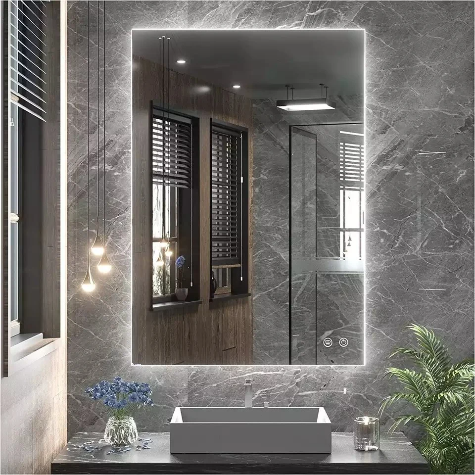 Bản nâng cấp mới Kỷ nguyên thông minh Thông minh Nhiệt độ không đổi Cạnh tròn Mài đèn nền Gương phòng tắm LED thông minh