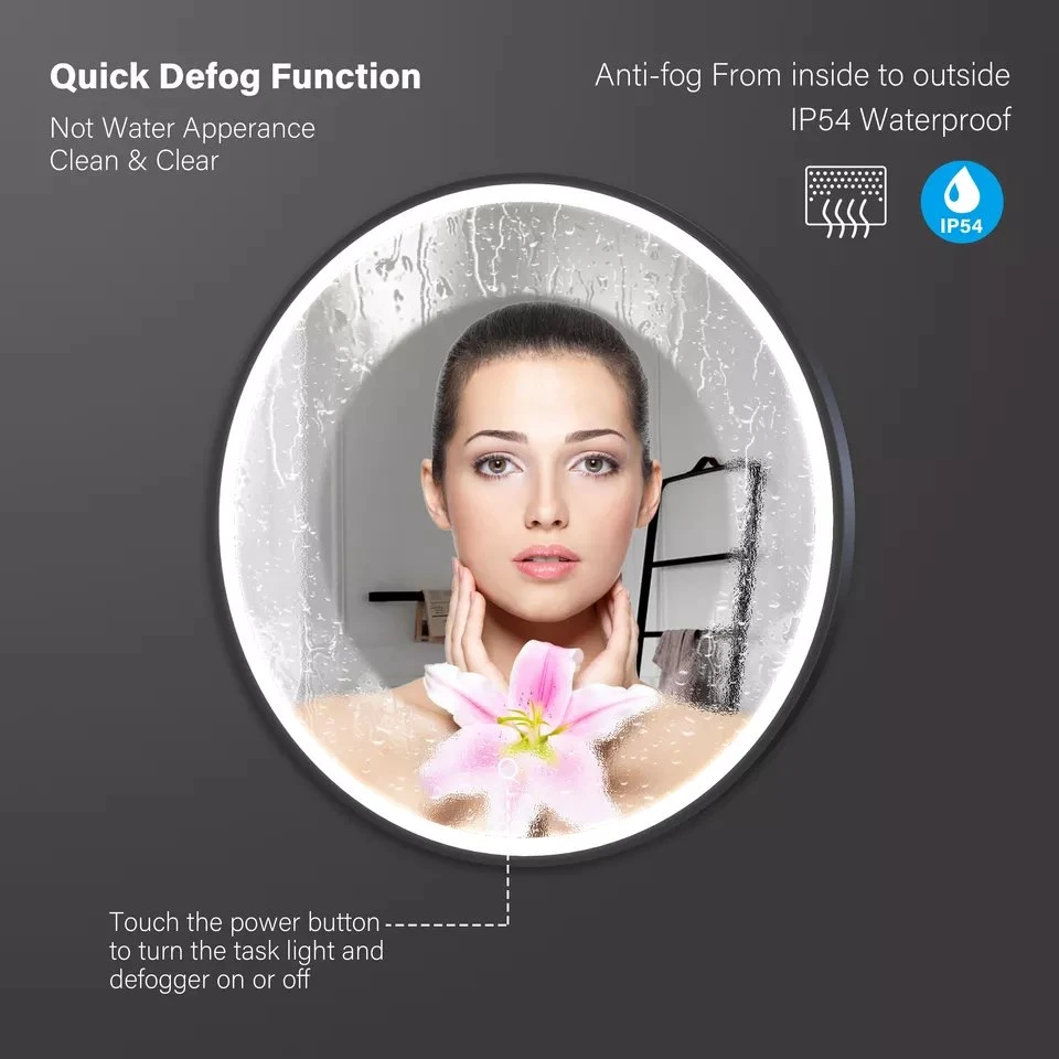 Điều khiển màn hình cảm ứng chuyên nghiệp LED Vanity Mirror Khung kim loại Gương phòng tắm LED thông minh
